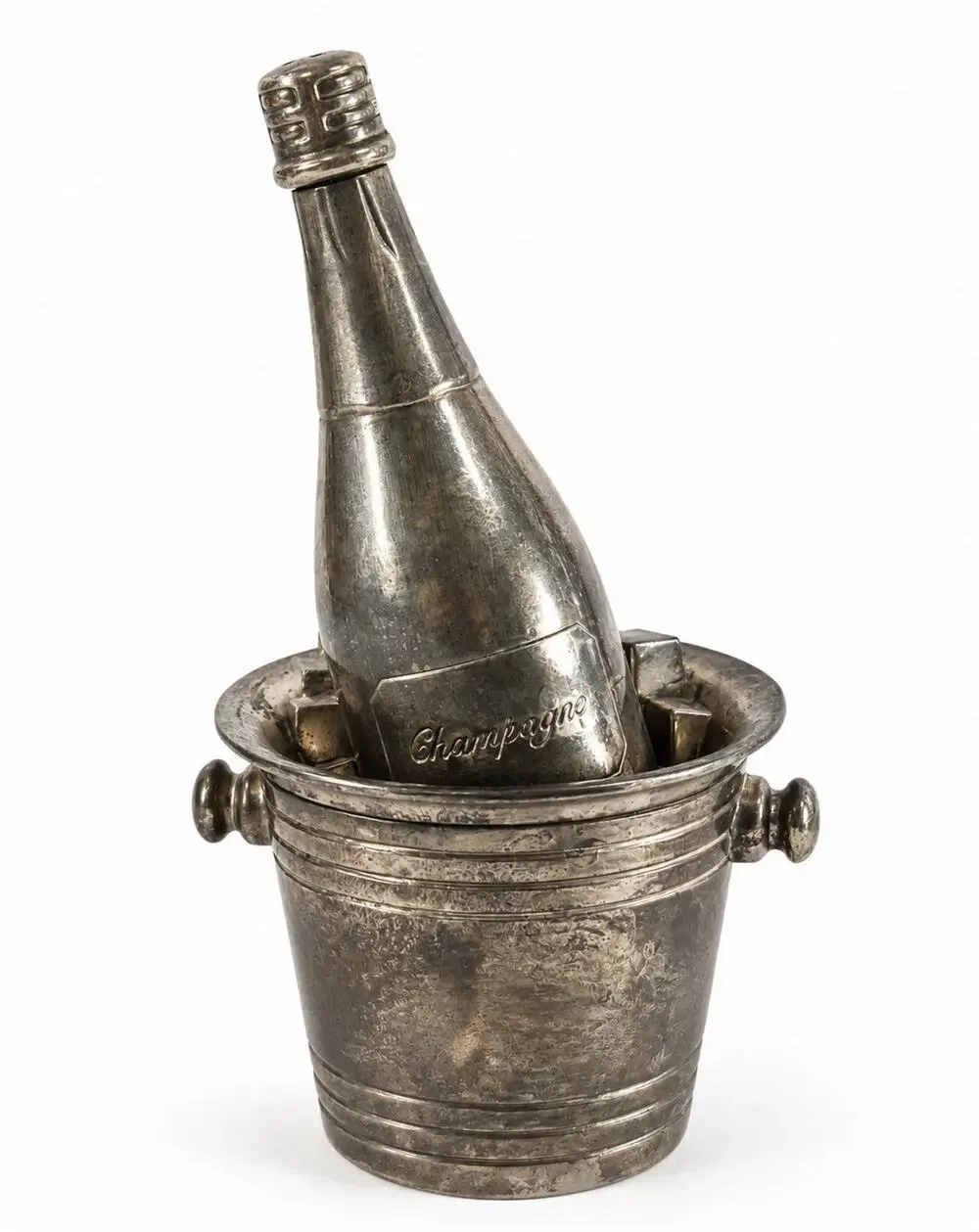 Vintage International Silver Co Champagne Bottle Ice Bucket Salt & Pepper Shaker - Picture 1 of 9